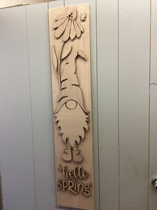 Hello Spring Gnome Porch Sign # 590