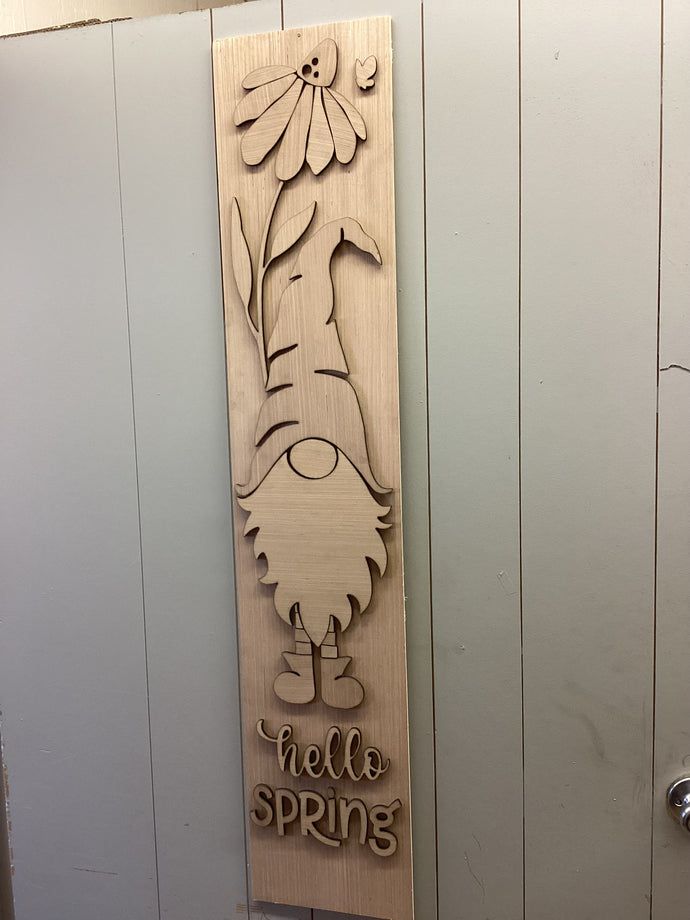 Hello Spring Gnome Porch Sign # 590