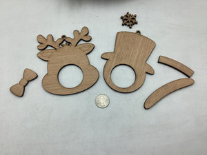 Snowman and Reindeer Ornament # 632