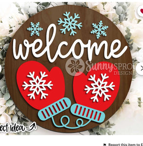 Welcome Mitten Door Hanger # 544