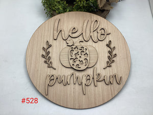 Hello Leopard Pumpkin Door Hanger #528