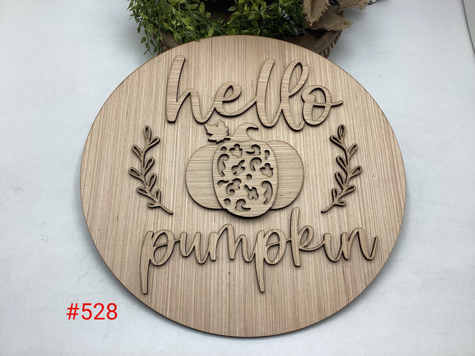Hello Leopard Pumpkin Door Hanger #528
