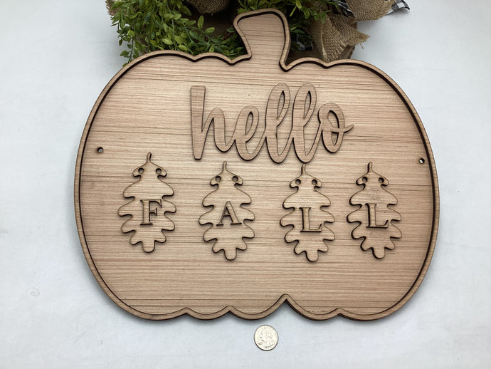 Hello Fall  Hanging Leaves Door Hanger # 694