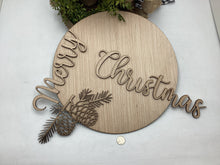 Load image into Gallery viewer, Merry Christmas Door Hanger With Pine Cones # 745
