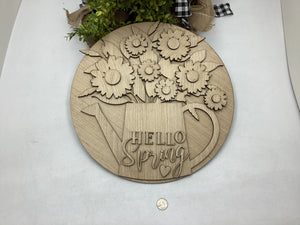 Hello Spring Watering Can With Flowers # 791