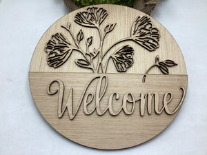 Welcome With Flowers Door Hanger # 807