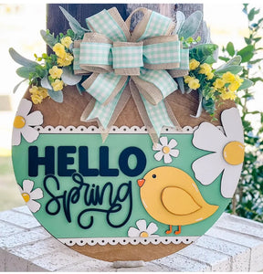 Hello Spring Door Hanger With Bird # 831