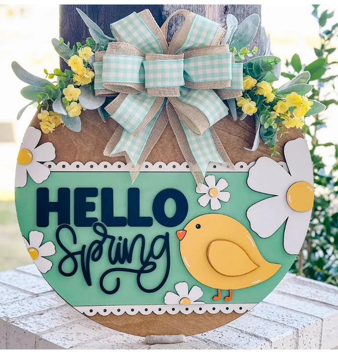 Hello Spring Door Hanger With Bird # 831