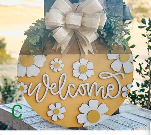 Welcome Door Hanger With Daisy # 829