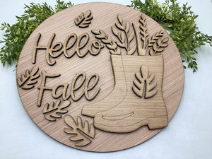 Hello Fall Boot Door Hanger # 697