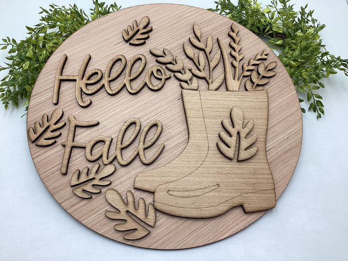 Hello Fall Boot Door Hanger # 697