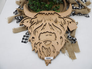Highland Cow Door Hanger # 598