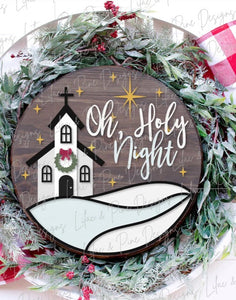 Oh Holy Night Door Hanger With Church # 689